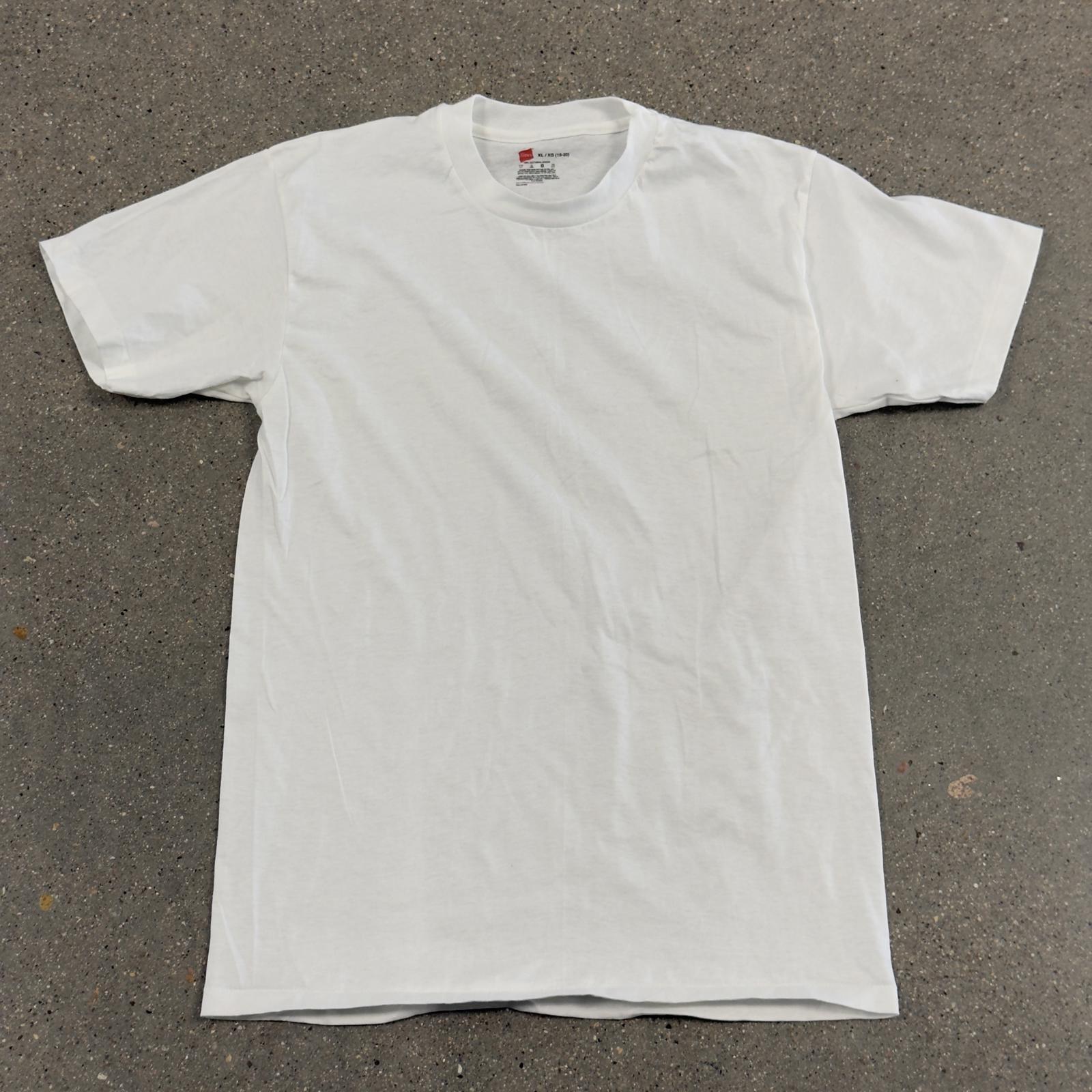 Vtg Single Stitch Hanes Blank White T Shirt Youth XL DS