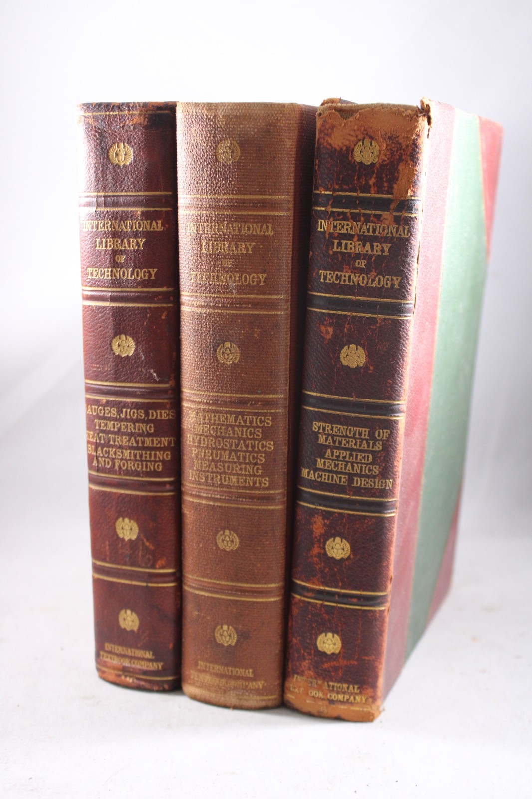 Antique 1902–1903 International Library of Technology Lot of 3 Leather