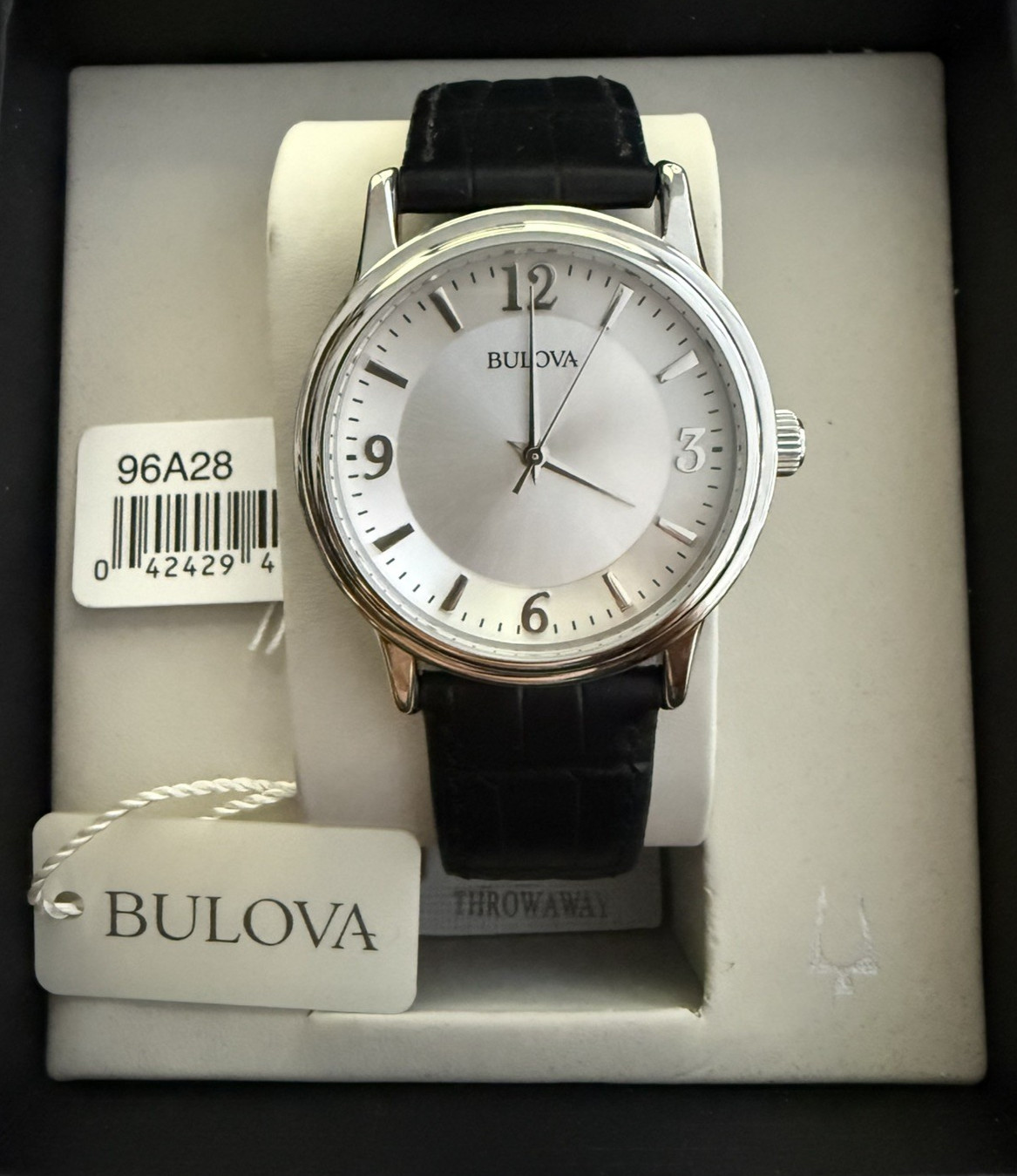 Bulova 96A28 Corporate Collection 38mm Men's Wristwatch Black Leather Strap New
