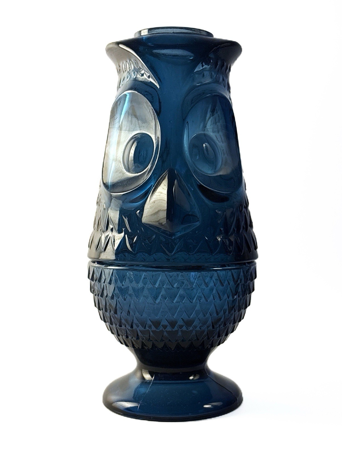 Vtg Viking Glass #6900 Charcoal Blue Owl Fairy Lamp Glimmer Lamp Candle Holder Vtg Viking Glass #6900 Charcoal Blue Owl Fairy Lamp Glimmer Lamp Candle Holder