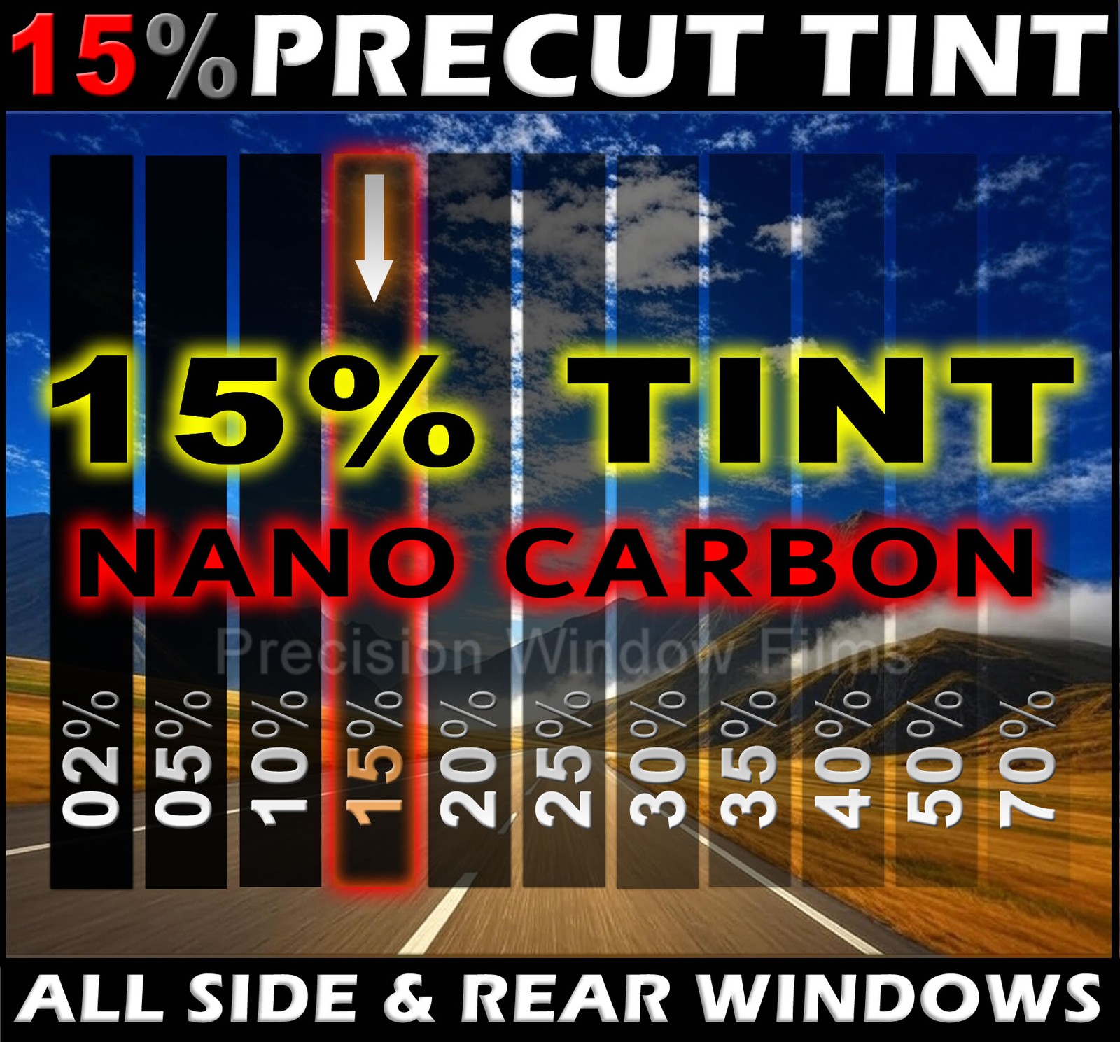 GMC Yukon XL ONLY 2007-2013 PreCut Window Tint Dark Black 15% VLT
