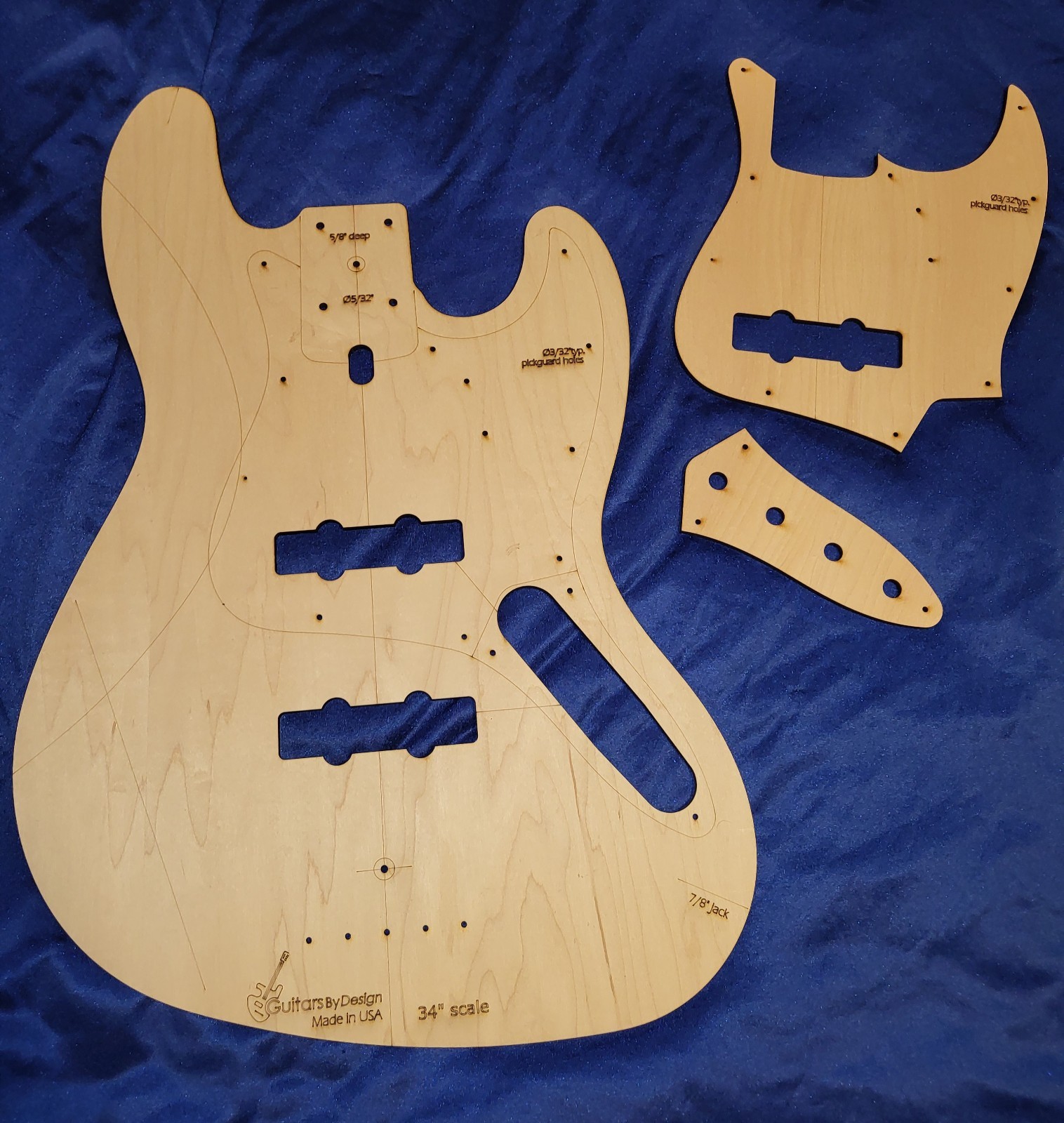 Custom Jazz Style Bass Guitar Body Router Template Vintage J 