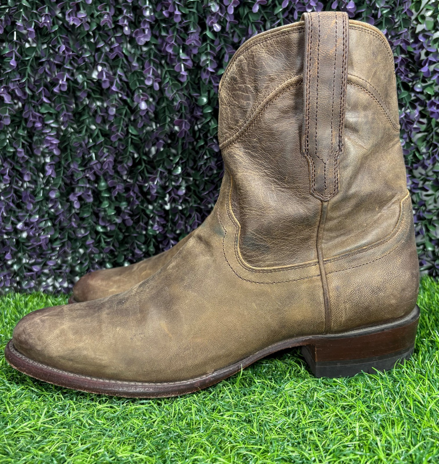Tecovas The Dean Men\'s Size 10.5D Cafe Goat Leather Round Toe Western Zip Boots Tecovas The Dean Men\'s Size 10.5D Cafe Goat Leather Round Toe Western Zip Boots