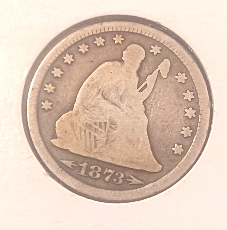 1873 Seated Liberty Arrow Quarter US Old Coin Circulated