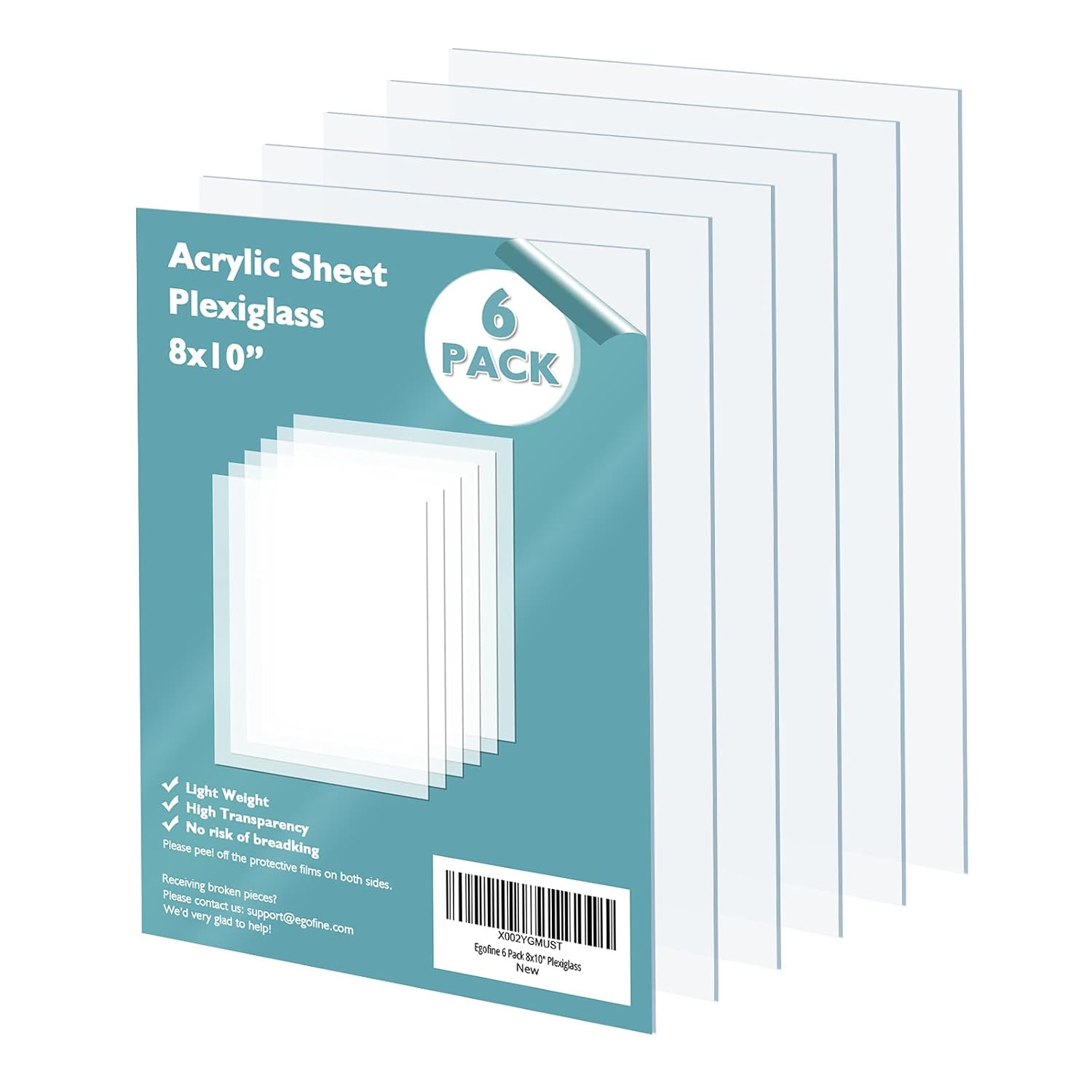 Plexiglass Sheets Acrylic Sheets 6 Pack of 8X10’’ 0.04 Thick Clear Plexiglass Sheets Acrylic Sheets 6 Pack of 8X10’’ 0.04 Thick Clear