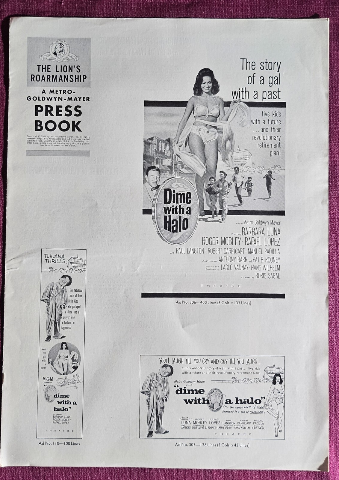 Vintage Cinema - Original Dime With A Halo Movie Press Book Vintage Cinema - Original Dime With A Halo Movie Press Book