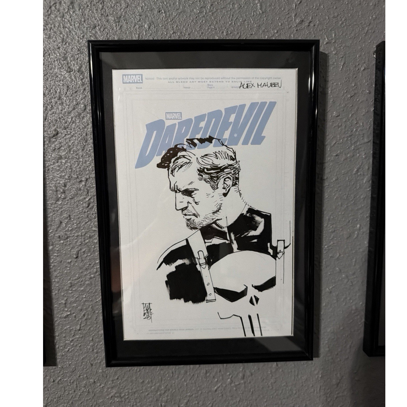 Marvel Daredevil & Punisher Framed Signed Poster by Alex Maleev 1/1 Marvel Daredevil & Punisher Framed Signed Poster by Alex Maleev 1/1