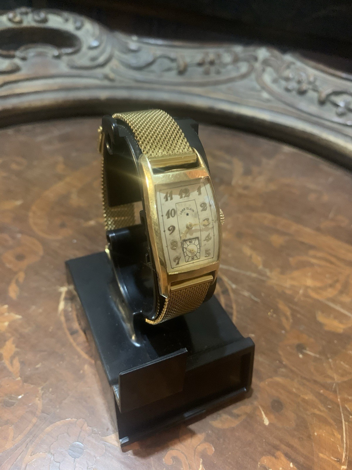 14k Gold Filled Lord Elgin Tank Style Wrist Watch Vintage 1940s Manual Wind