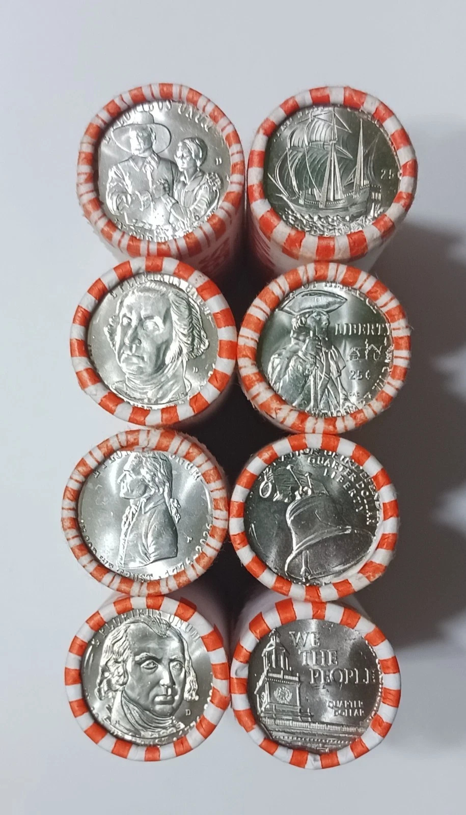 8 Rolls Constitution Declaration War Mayflower Quarters 1 Roll each 2026 P & D 8 Rolls Constitution Declaration War Mayflower Quarters 1 Roll each 2026 P & D