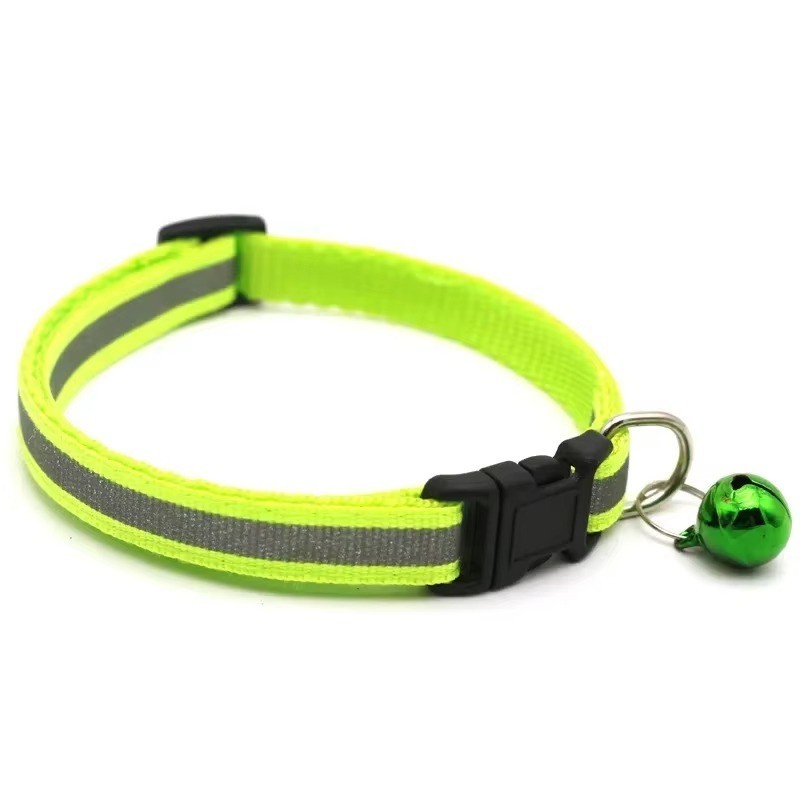  Adjustable Reflective Nylon Cat Collar Bell For kitten Small Dog Puppy Pet 