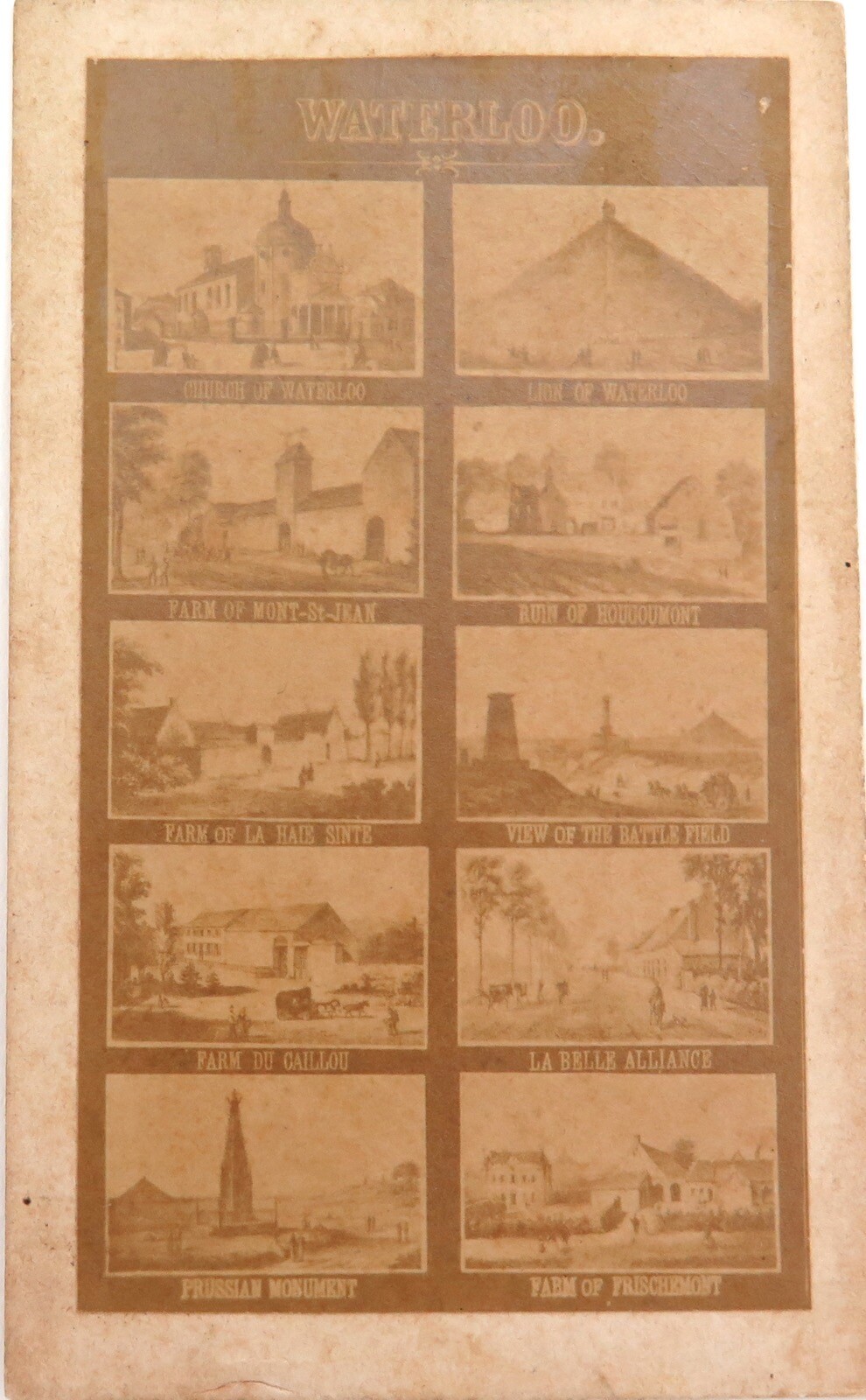.Super Rare 1884 Souvenir Card of the Battle of Waterloo.