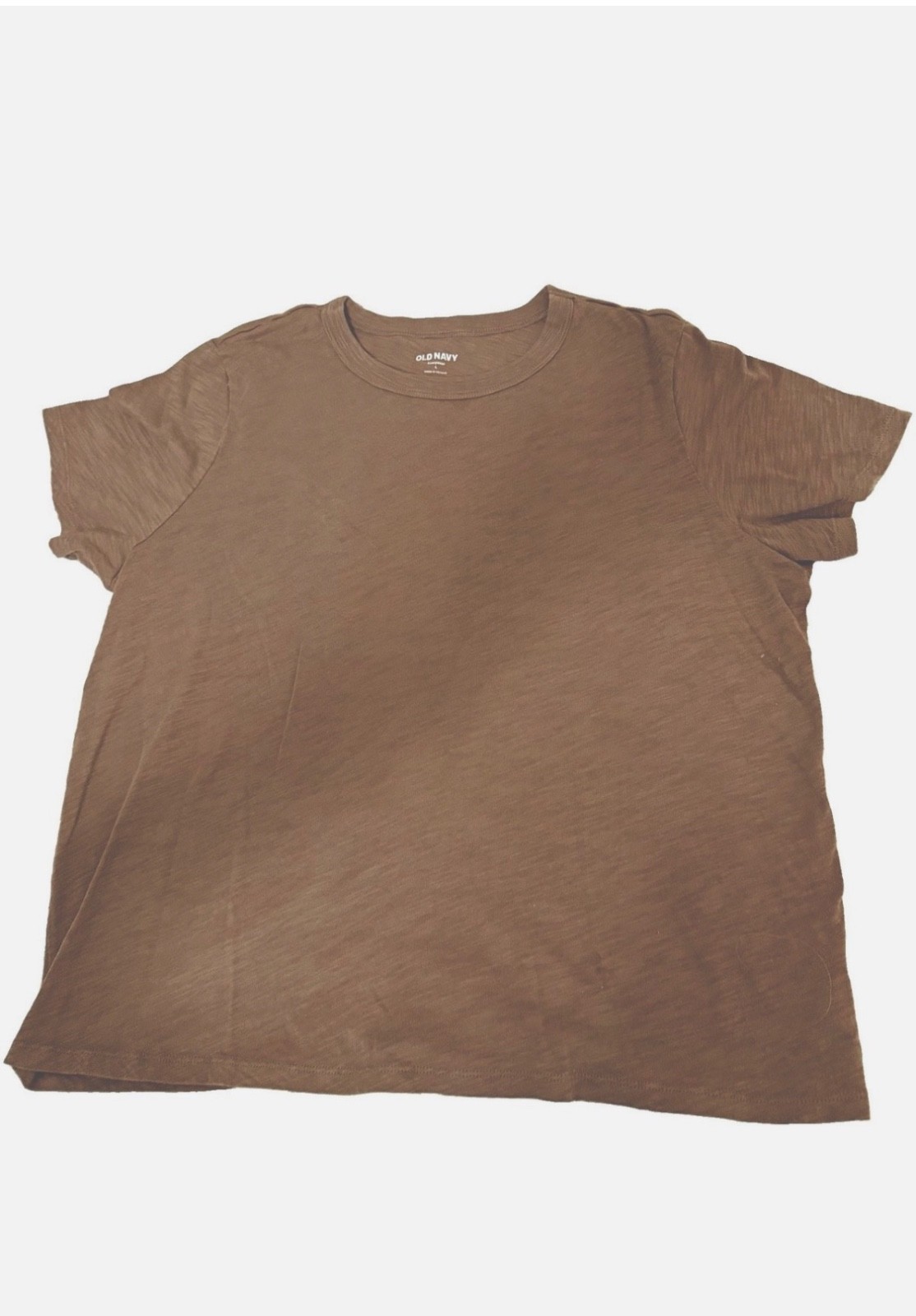 Old Navy Women’s Brown Solid Crew Neck Knit Cotton Short Sleeve T-Shirt