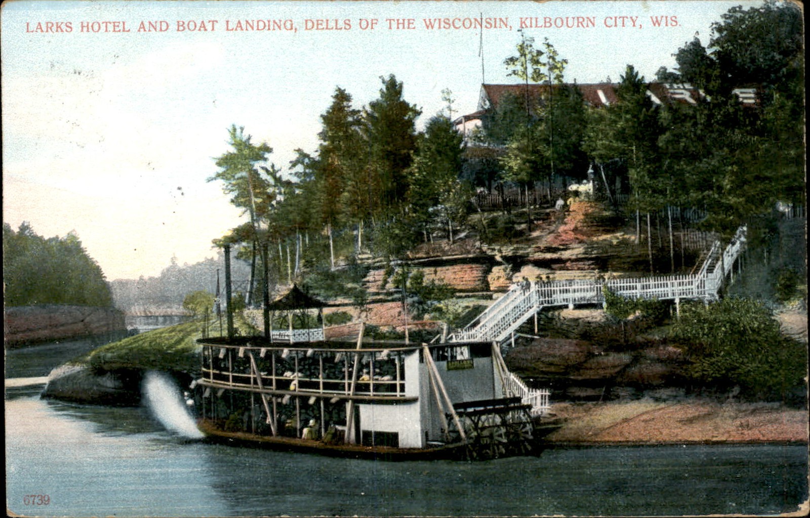 Kilbourn City Wisconsin WI Larks Hotel Boat Landing Paddle Wheel Ship c1910 PC Kilbourn City Wisconsin WI Larks Hotel Boat Landing Paddle Wheel Ship c1910 PC