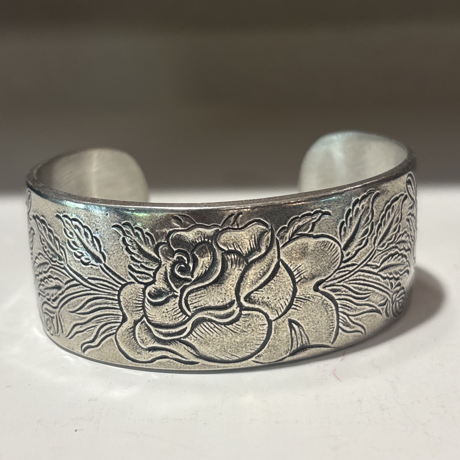 Vintage June Salisbury Pewter Cuff Bracelet Never Worn Beautiful Rose Vintage June Salisbury Pewter Cuff Bracelet Never Worn Beautiful Rose
