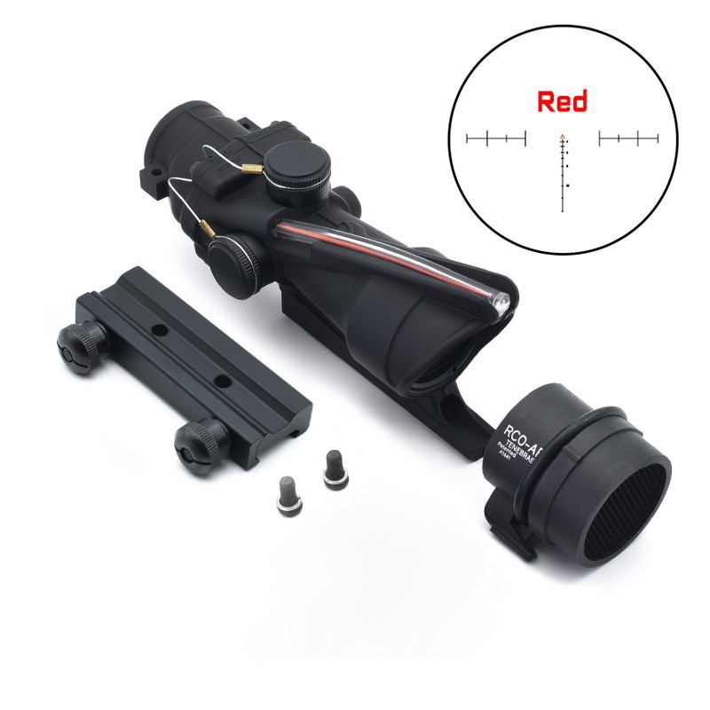 EvolutionGear ACOG 4X32 Red Fiber Optics Scope Chevron reticle Sight TA31 LT100