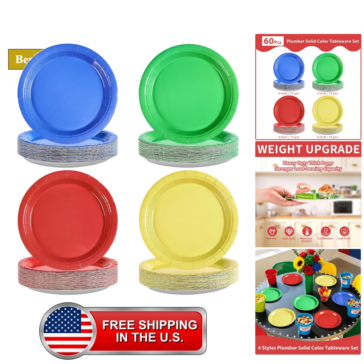 60Pcs Super Theme Bro Birthday Paper Plates 9\