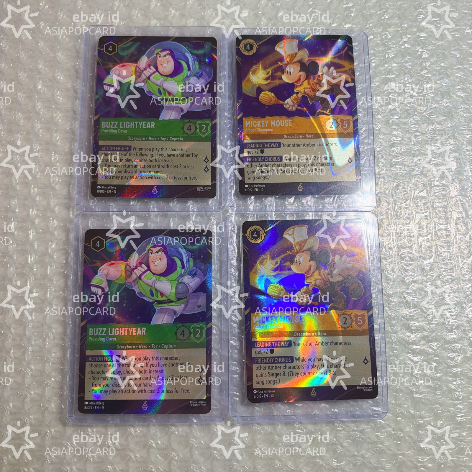 2 Set Lorcana Disney English Promo HK Exclusive Mickey Mouse Buzz Lightyear 4pcs 2 Set Lorcana Disney English Promo HK Exclusive Mickey Mouse Buzz Lightyear 4pcs