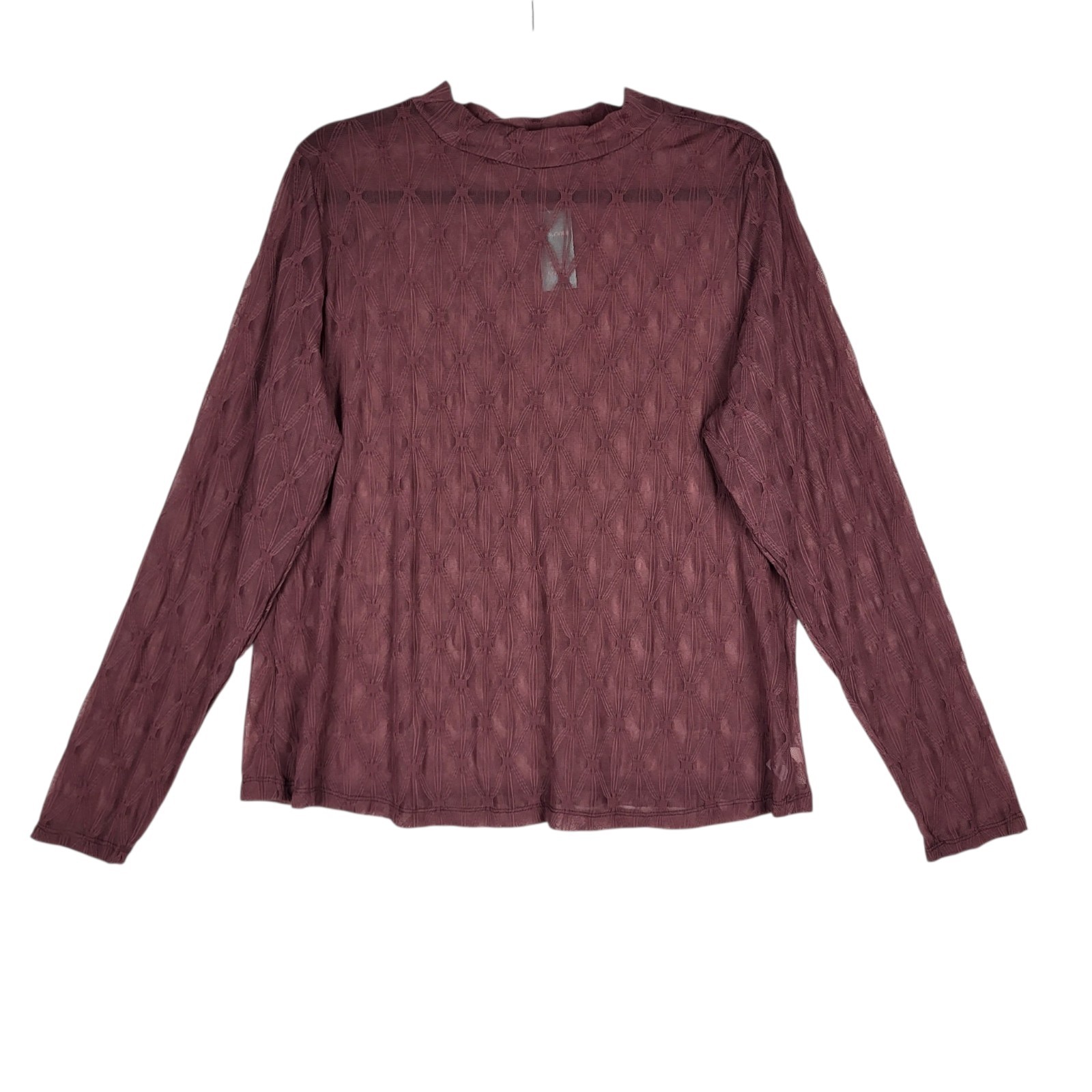 Maurices Mock Neck Lace Top Women\'s 1X Plum Purple Stretchy Whimsigoth Fairy NWT