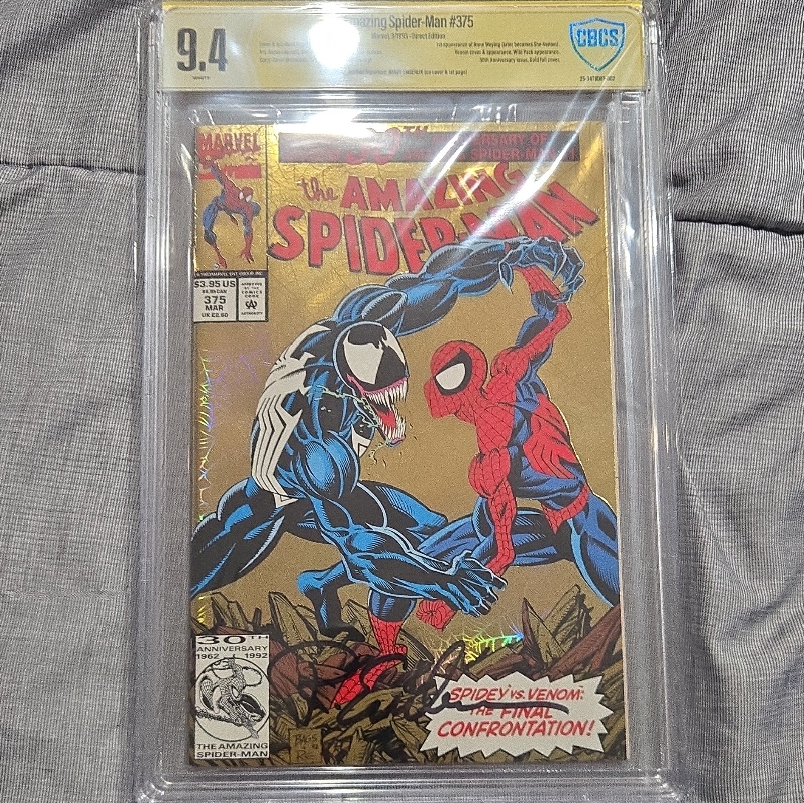 Marvel The Amazing Spider-Man #375 (1993) Direct Edition Comic Book (Signed) Marvel The Amazing Spider-Man #375 (1993) Direct Edition Comic Book (Signed)