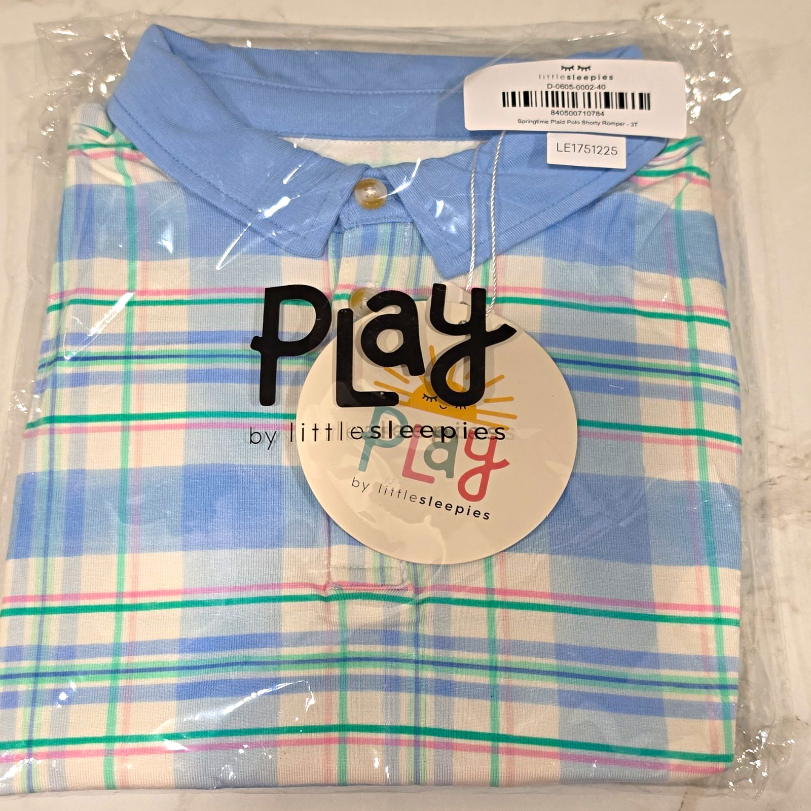 Little Sleepies Springtime Plaid Polo Romper, Collared Short Sleeve 3T Little Sleepies Springtime Plaid Polo Romper, Collared Short Sleeve 3T