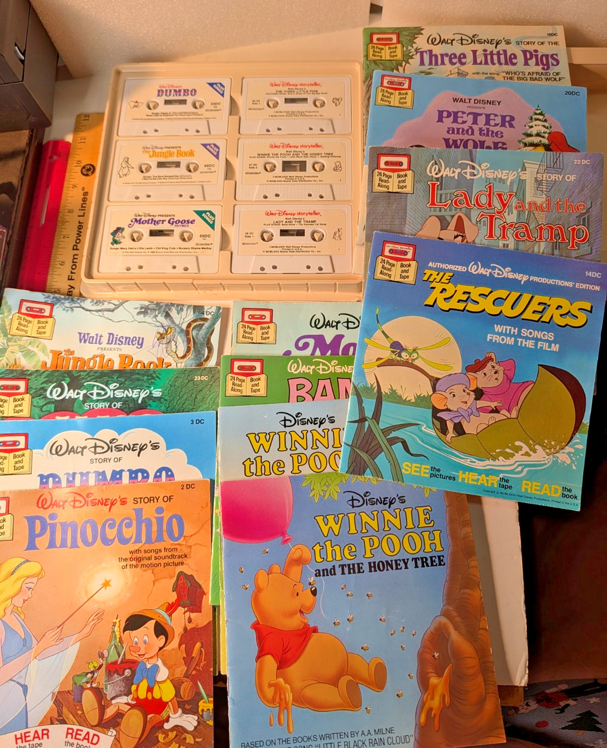 VINTAGE Walt Disney Take-a-Tape Along Storyteller Cassette & Read-Along Books