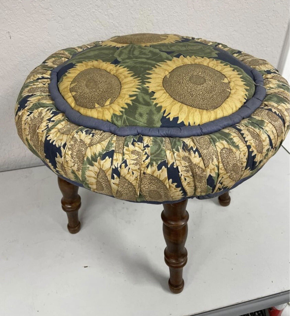 Vintage Padded sunflower foot stool ottoman decoration Unique