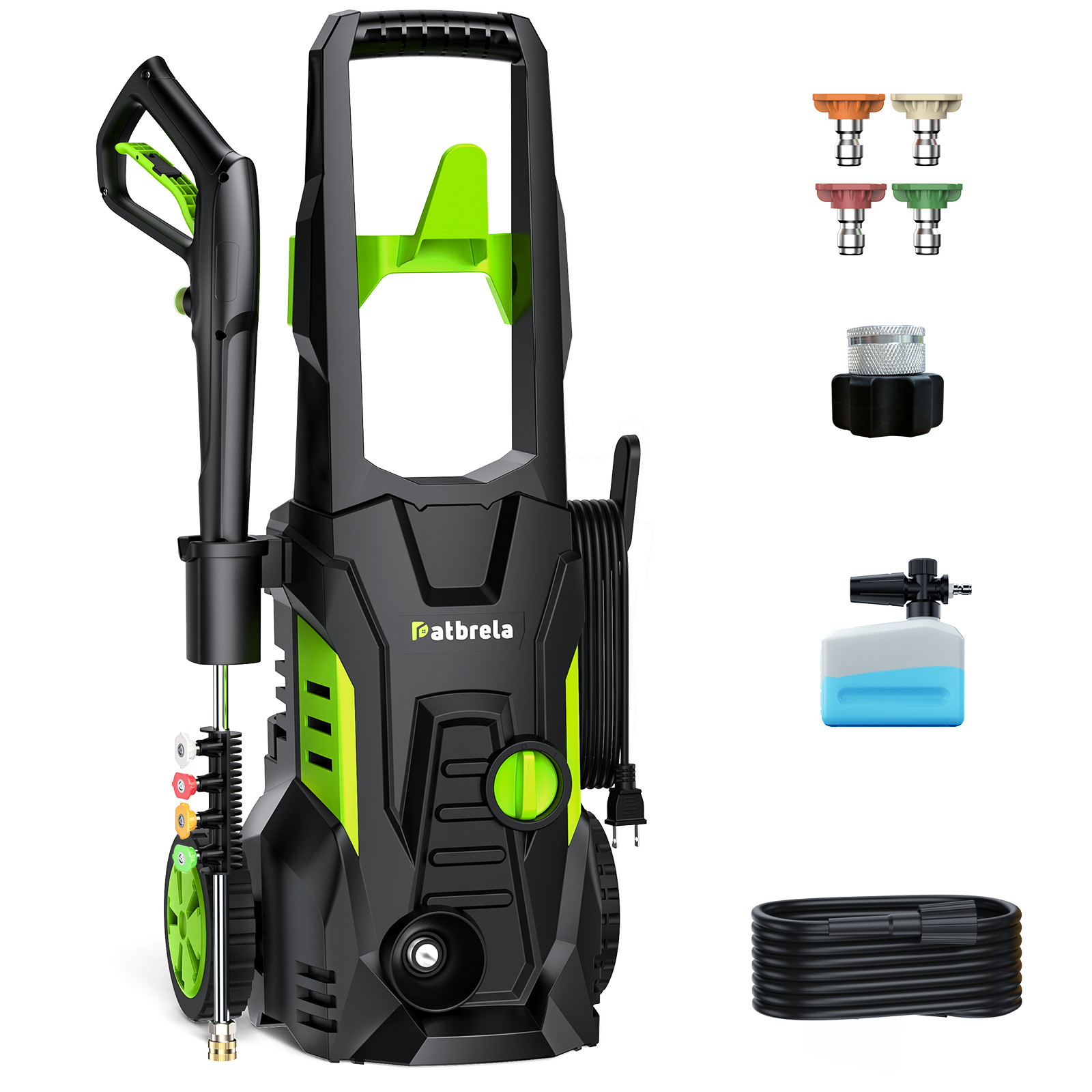 5000PSI Electric Pressure Washer Max 3.0GPM Portable Power Washer 4 Quick Nozzle