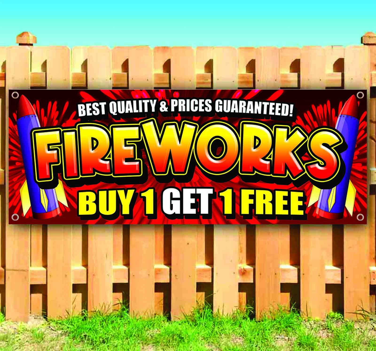 FIREWORKS BOGO Banner Advertising Vinyl Flag Sign Many Sizes CLEARANCE, SEASONAL