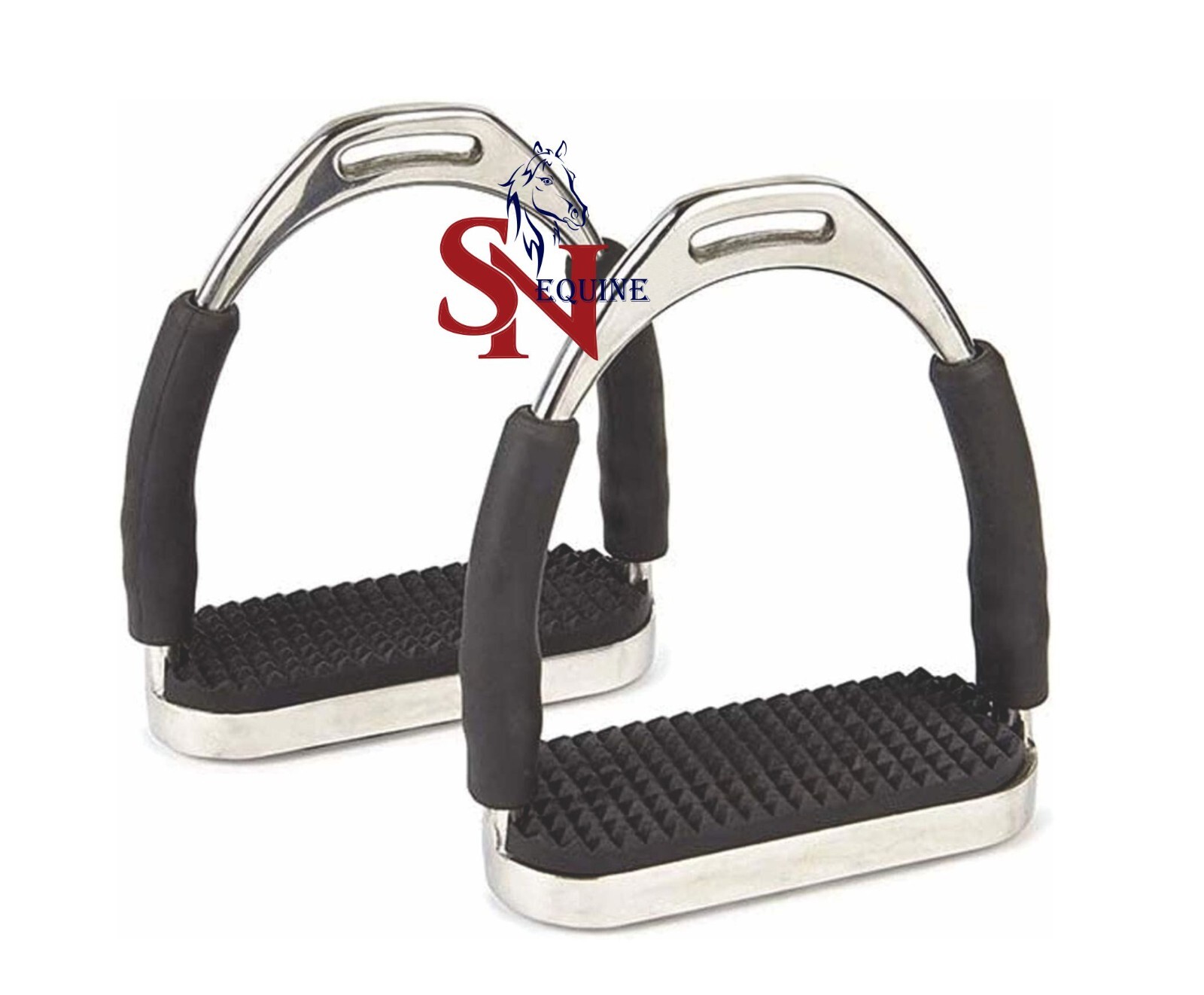 Flex Stainless English Saddle Stirrups Iron Pads Knee Ankle Stress Pain Relief