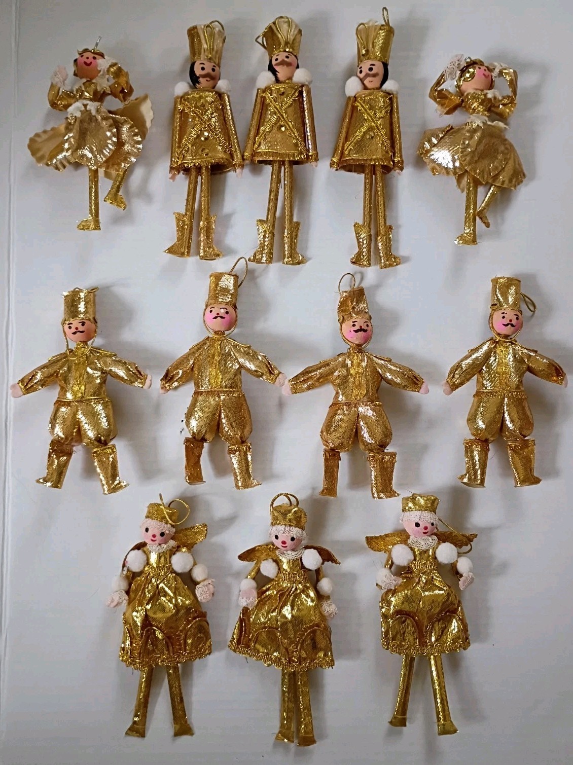 Vintage Mr. Christmas 1969 Set of 12 Gold Lame Christmas Ornaments Made in Japan