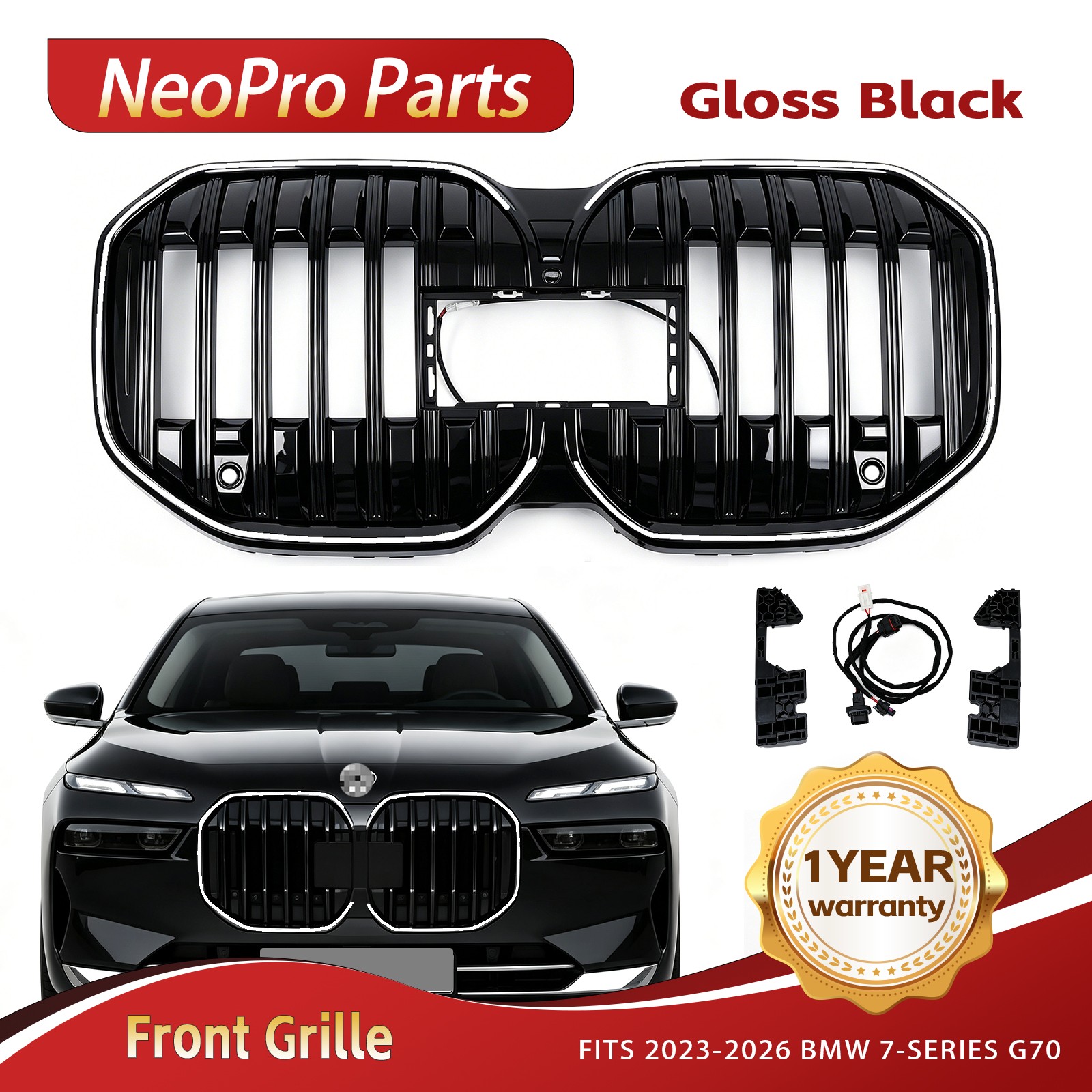 Front Kidney Grille w/LED Light For 2023-2026 BMW 7-Series G70 740i 750e 760i i7 Front Kidney Grille w/LED Light For 2023-2026 BMW 7-Series G70 740i 750e 760i i7