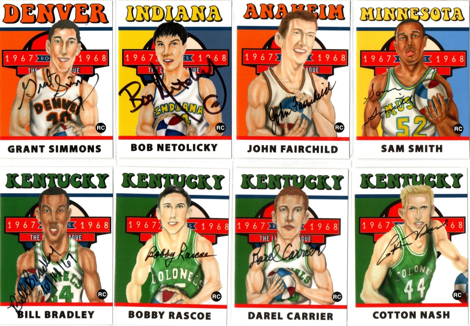 Lana Sport ABA Basketball Autograph Rookie Cards COA 1967-1968 U Pick ABA / NBA