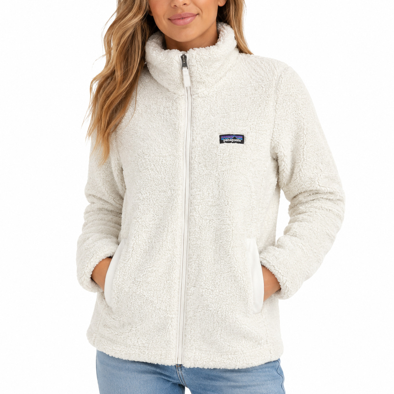 Patagonia Los Gatos Fleece Jacket Womens S Ivory Sherpa Full Zip Outdoor Cozy