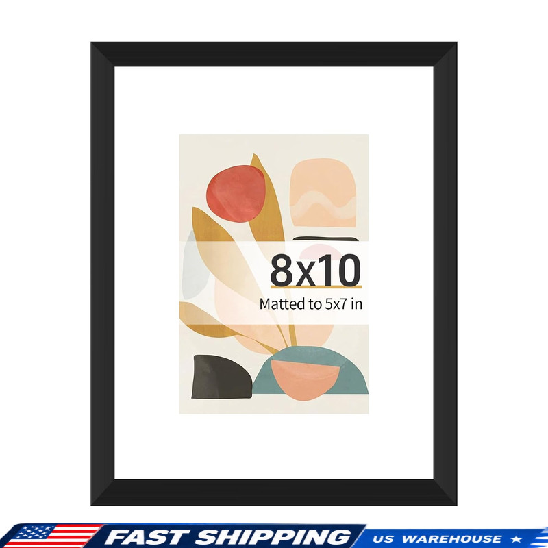 8x10 Black Picture Frame 1 Pack, Fits 5x7 Mat, Wall & Tabletop 8x10 Black Picture Frame 1 Pack, Fits 5x7 Mat, Wall & Tabletop