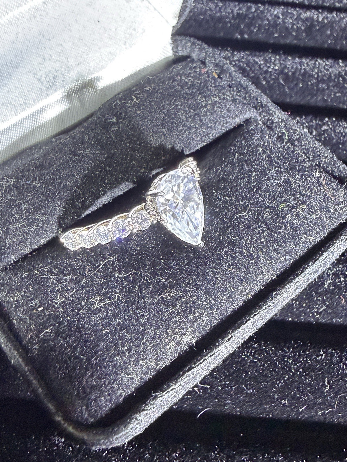 3 CTW VVSD Pear Cut Moissanite Engagement Ring Size 9 3 CTW VVSD Pear Cut Moissanite Engagement Ring Size 9