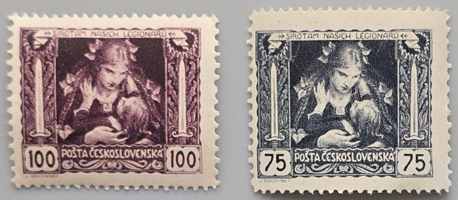 Czechoslovakia 1919 Legionnaires Orphans Semi-Postal 75h & 100h MH Pair