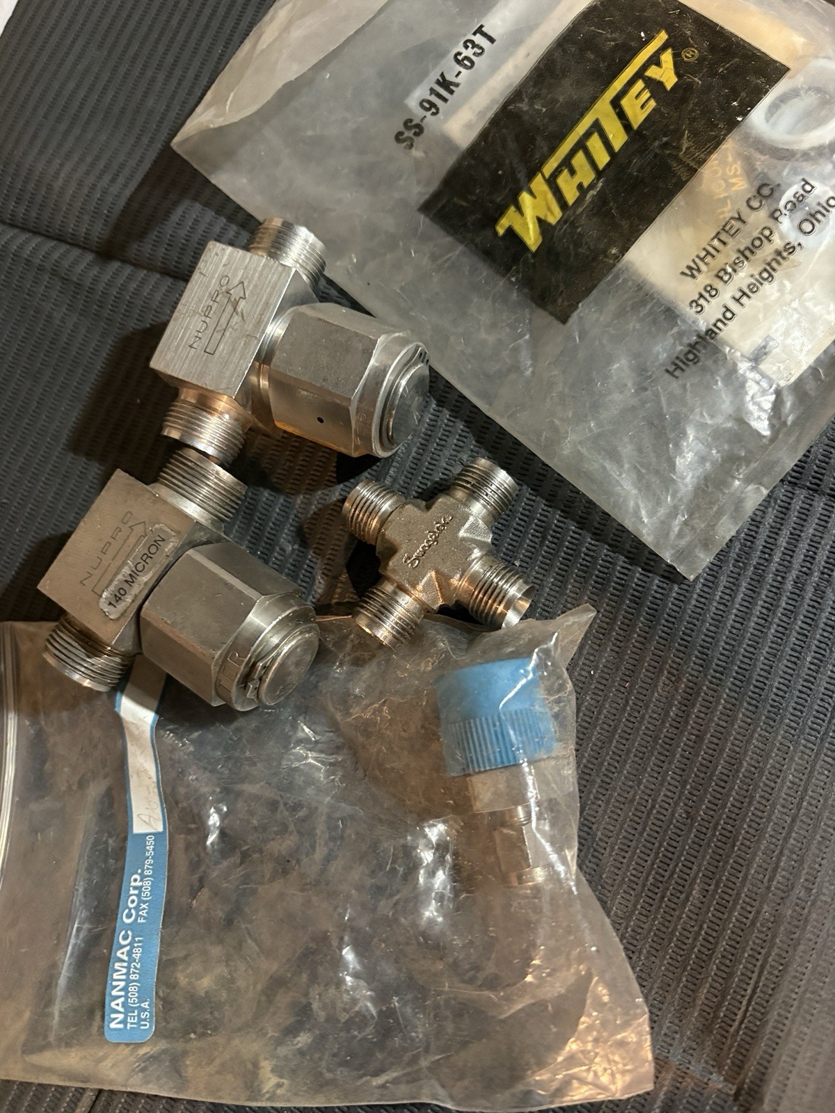 Swagelok Nupro Whitey Stainless 140 Micron Filter SS-91K-63T Parts Lot of 5