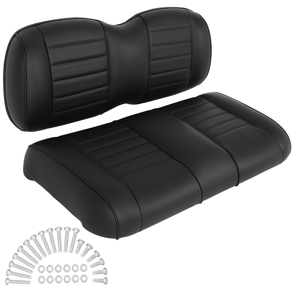 Fits E-Z-GO TXT LUXURIOUS Black Golf Cart Front Cushion Set Best-Quality