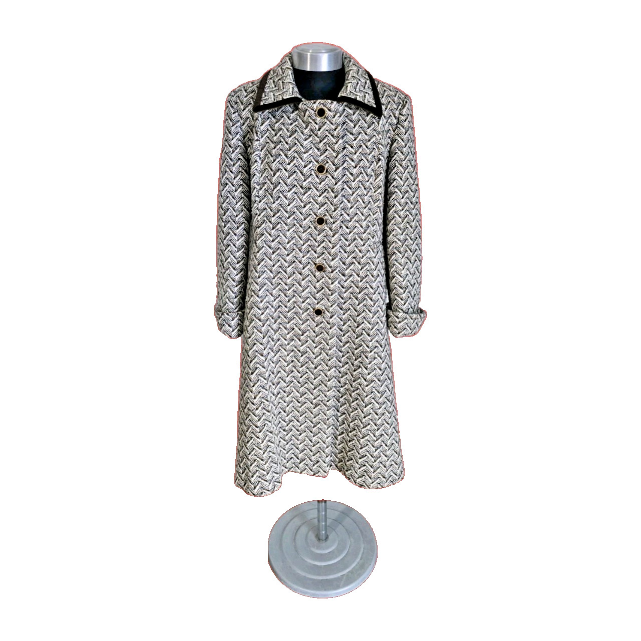 Vintage Youthcraft Women\'s 1970-1980\'s Chevron Pattern Long Wool Coat Size L/XL