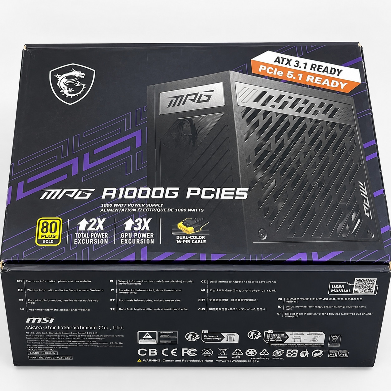 MSI MPG A1000G PCIE5 1000W 80+ Gold Fully Modular Gaming Power Supply w/ Cables MSI MPG A1000G PCIE5 1000W 80+ Gold Fully Modular Gaming Power Supply w/ Cables