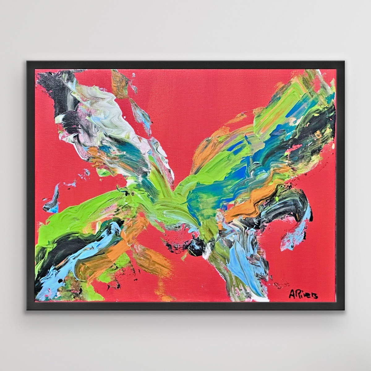 ARivers Abstract Modern Art Intense Times Painting 14x11 Signed Canvas Original