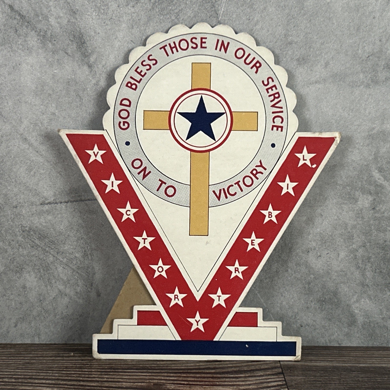 WWII V For Victory Blue Servce Star Award Window Display Card 1943 Original WWII V For Victory Blue Servce Star Award Window Display Card 1943 Original