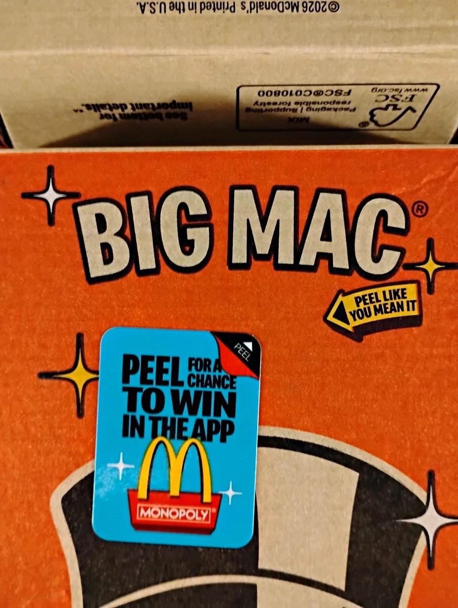 150 2026 UNPEELED UNREDEEMED MCDONALD\'S MONOPOLY PIECES - 150 TOTAL -QUICK SHIP 150 2026 UNPEELED UNREDEEMED MCDONALD\'S MONOPOLY PIECES - 150 TOTAL -QUICK SHIP
