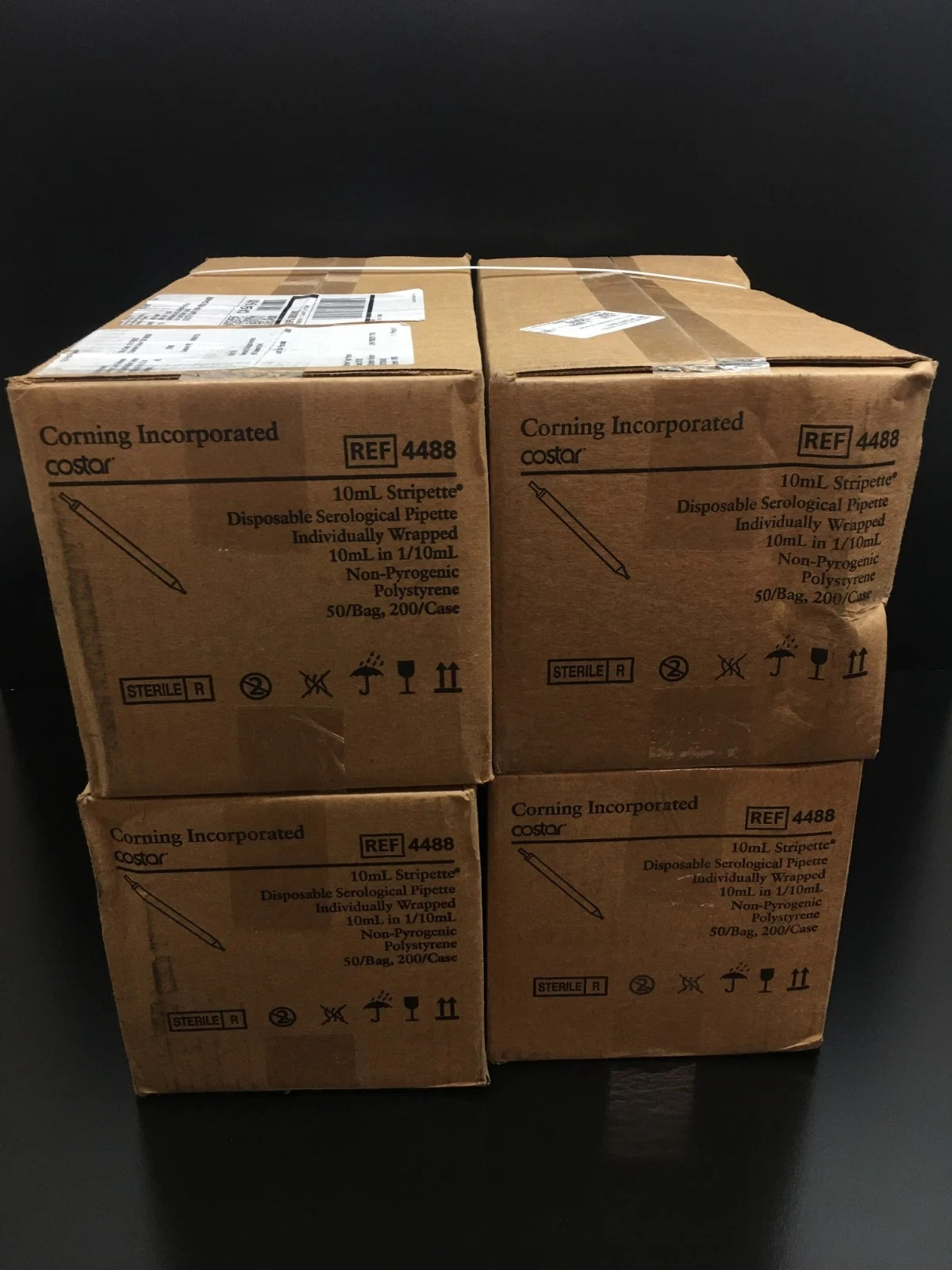 Corning Costar REF 4488 Stripette 10mL Serological Pipette Lot 4 Cases Corning Costar REF 4488 Stripette 10mL Serological Pipette Lot 4 Cases