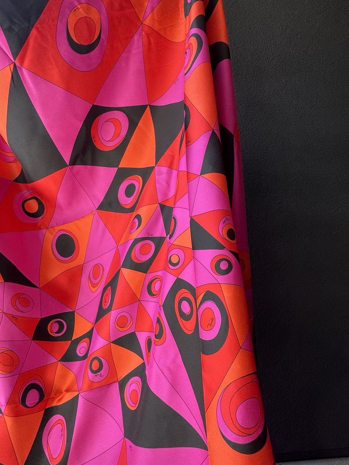 Emilio Pucci Italian Deadstock 100% Silk Twill Fabric By The Yard  Logo