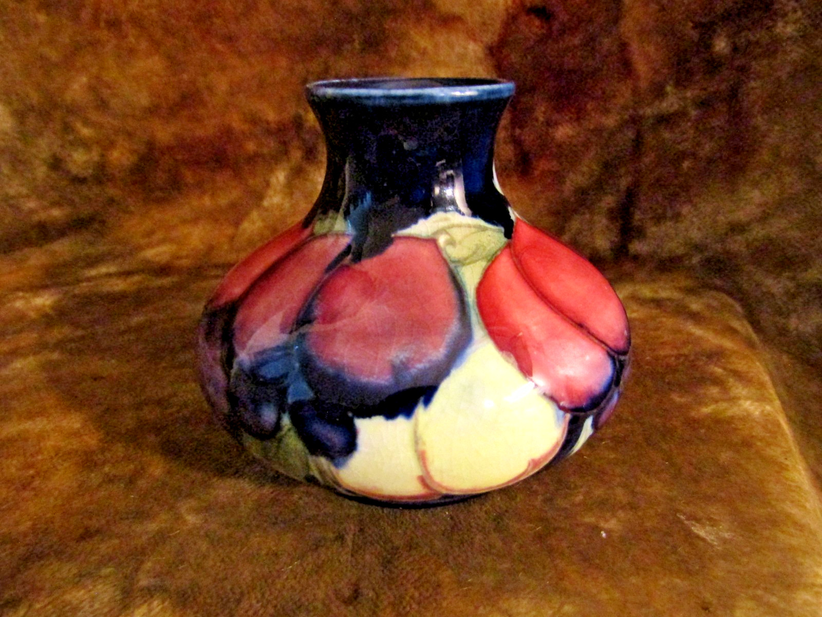Vtg. MOORCROFT Fruit Squat Vase Signed William Moorcroft Made In England Vtg. MOORCROFT Fruit Squat Vase Signed William Moorcroft Made In England