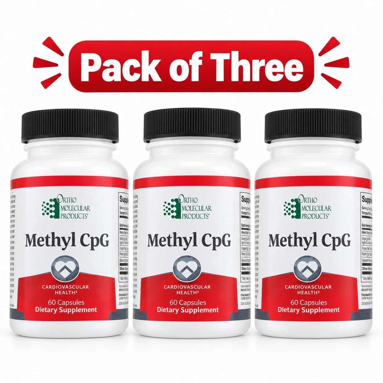 (pack of 3) Methyl CPG Ortho Molecular Products Cardiovascular 60 Capsules