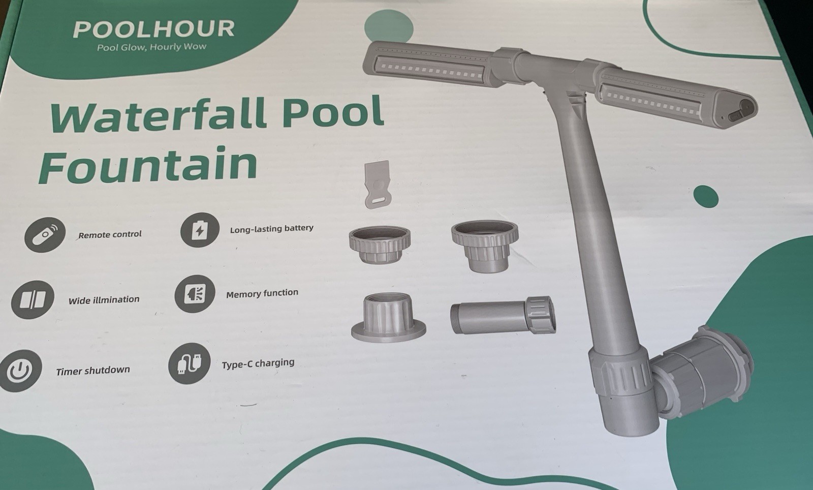 Poolhour Waterfall Pool Fountain New PG099-WH WHITE