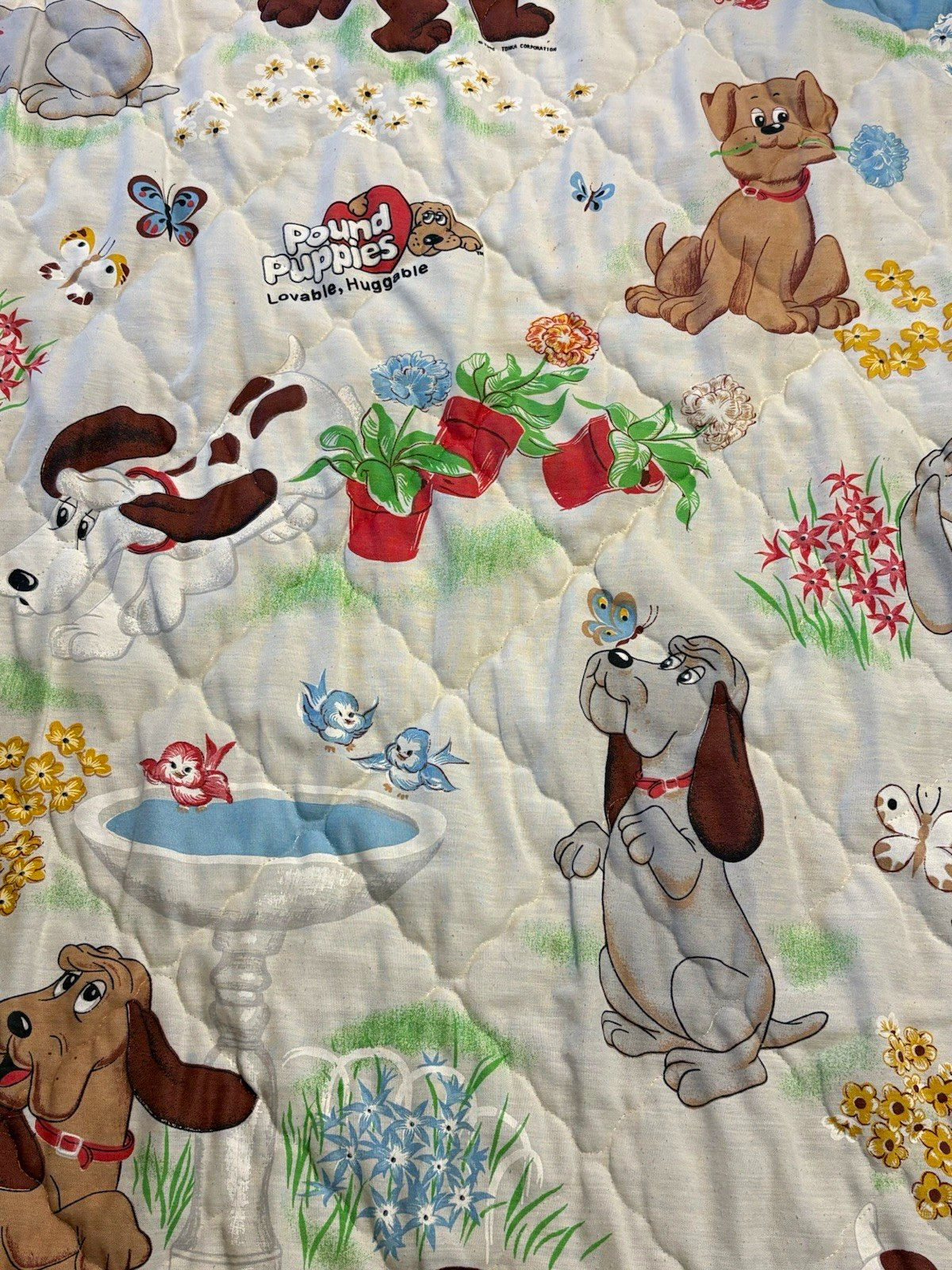 VTG 1980s Derma Prest Pound Puppies Kids Quilted Quilt Multicolor 90 x 107 RARE VTG 1980s Derma Prest Pound Puppies Kids Quilted Quilt Multicolor 90 x 107 RARE