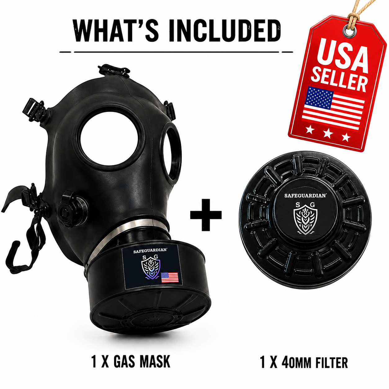 SafeGuardian Full Face Gas Mask Respirator 40mm Filter Tactical Survival Prep